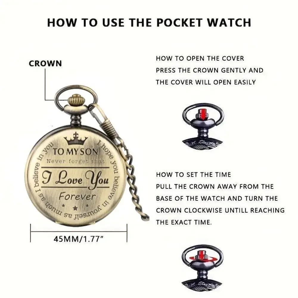 Pocket Watch ‘To My Son • Never Forget That I Love You & Believe in You Forever'